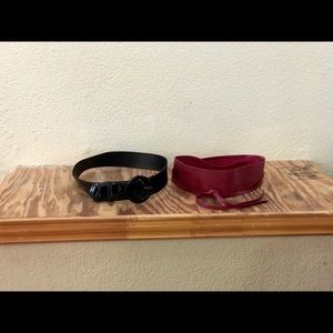 Set of 2 belts black patent & dark red obi